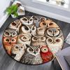Owl Collage Round Area Rug,Carpet Rug for Living Room Bedroom Sofa Playroom Decor,Non-slip Floor Mat