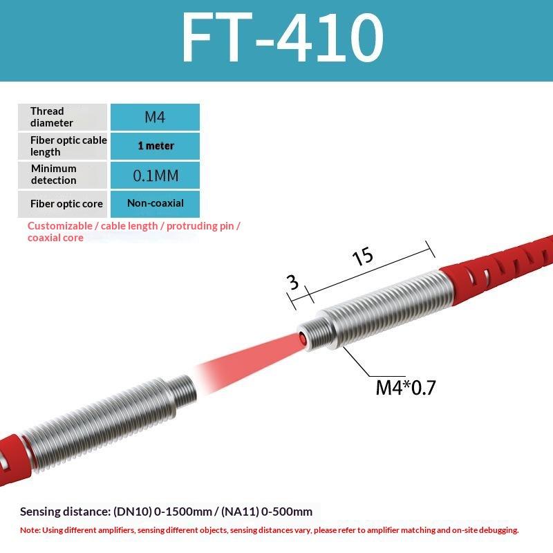 Fiber Optic Sensor Probe Diffuse Reflection M3-M6 1M Cable Wide Detection Range Photoelectric Switch for Long Distance Sensing