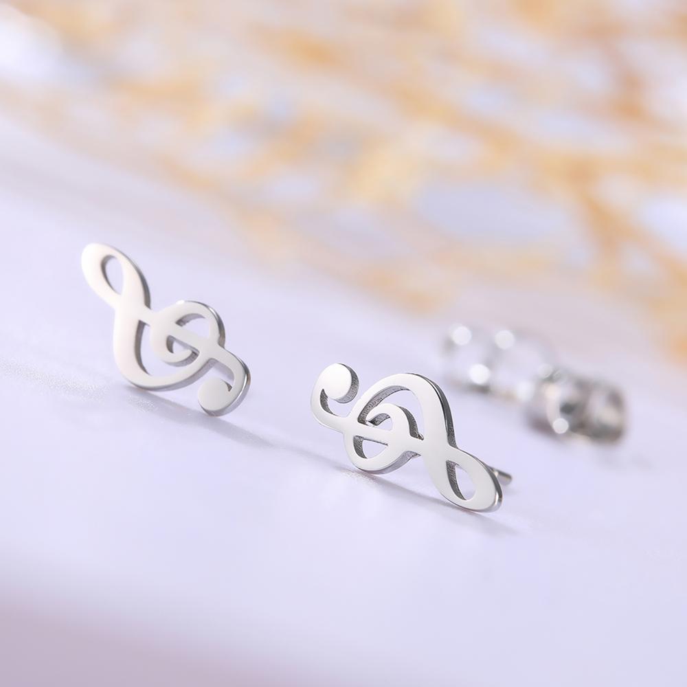 My Shape Music Note Stud Earrings for Men Women Black Color Stainless Steel Earring Punk Fashion Jewelry Pendientes Mujer 2022