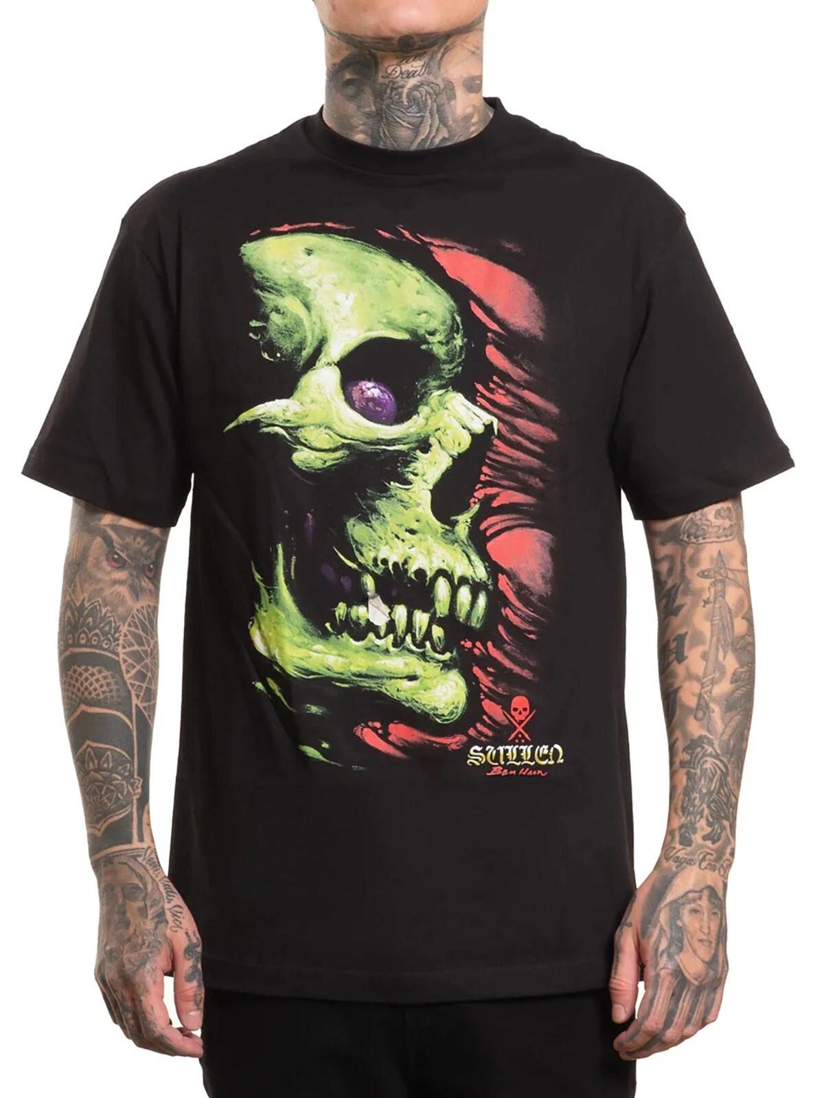 

Sullen Men s Ben Hur III Short Sleeve Standard T-shirt Tattoo Style Skull Tee 4XL