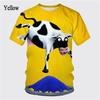 Fun Cartoon Cow Pattern T-Shirt for Men Cute Animal 3D Printed Tees Summer Casual Short Sleeve O-Neck Loose Street T Shirts