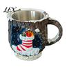 Christmas Mug Decorations Theme with Stainless Steel Liner, 3D Relief Hand Snowman Gift Mugs Painted Resin Coffee Cup, Decorative Drinkware