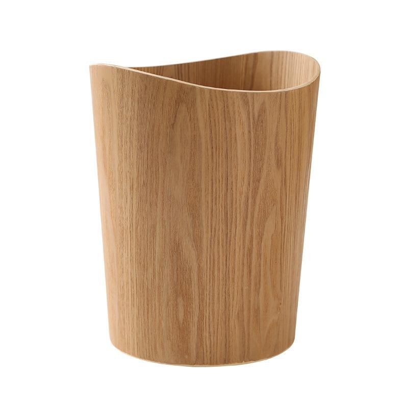 Solid Wood Trash Can Large Capacity Household Trash Bin Nordic Luxury Bedroom Garbage Bin Living Room Cleaning Accessories