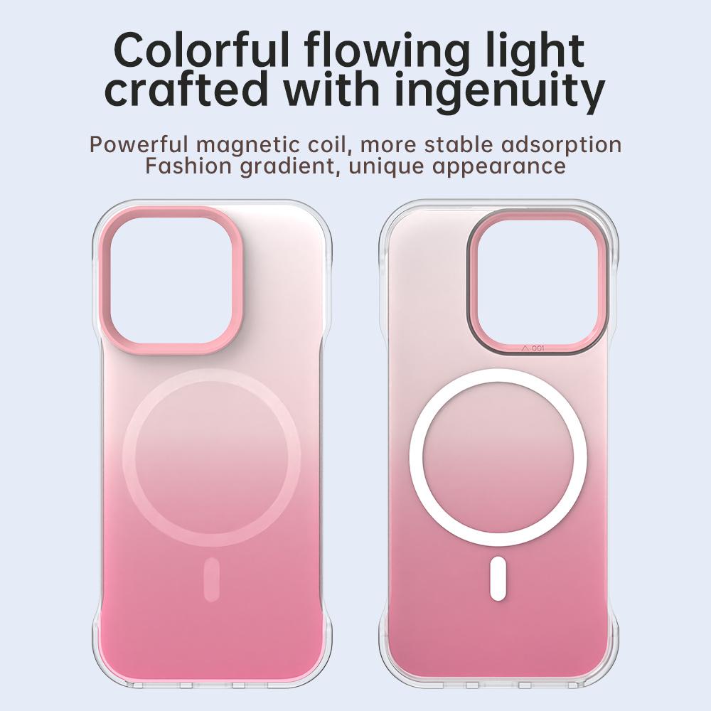For iPhone 16 Pro Max Magnetic Case Gradient Design Borderless IMD TPU+PC+PET Phone Cover