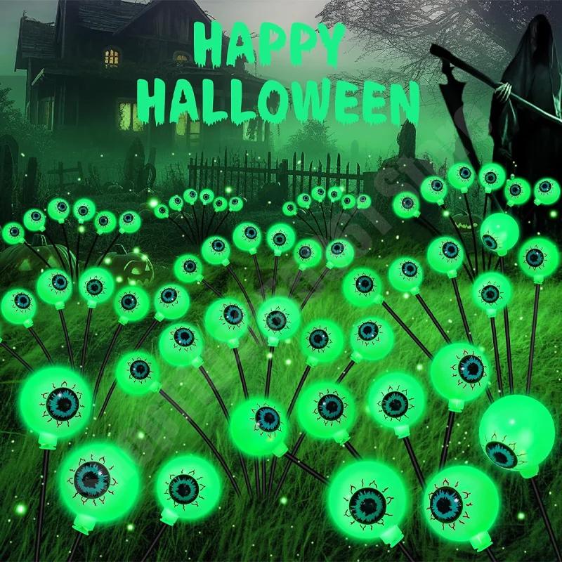 Scary Solar Eyeball Lights Outdoor Halloween Decor Waterproof Green LED Stake Lights for Garden Pathway Lighting Party Decor