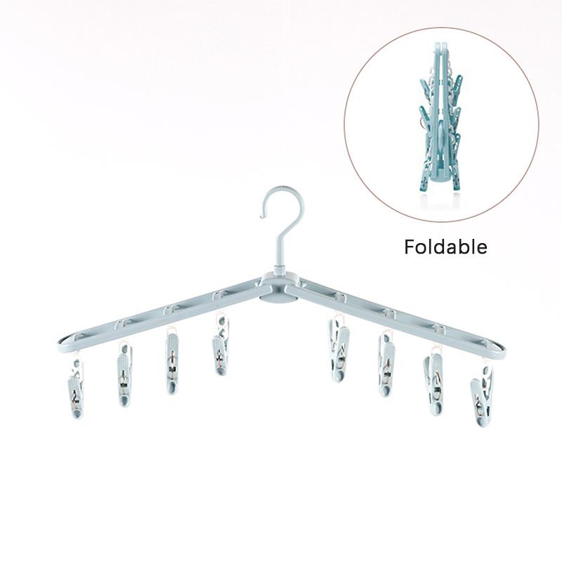 

Складная сушилка для одежды, дорожная вешалка для рубашек и носков с зажимами синий