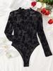 Spicy Mesh Flocking Transparent Bodysuit