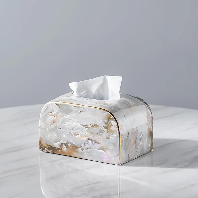 Light Luxury Marble Tissue Box Decoration