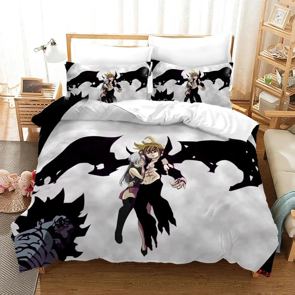 

3PCS Single-sided Anime Meliodas printed Beding Sets Printed Soft Duvet Cover Beding Set Comfortable Breathable Warm Comforter Bed Linen Set 135*200cm Eu-Single