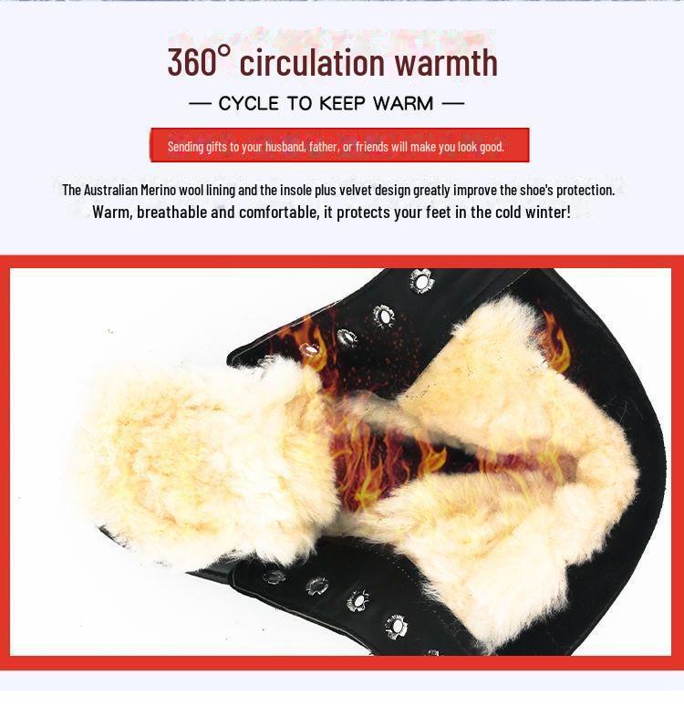 Herren-Schneestiefel aus Vollrindleder mit Wollfutter – Hohe, warme, kältebeständige Winterlederschuhe