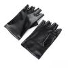 Glossy Finish Half Finger Gloves Punk Style Imitation Leather Performance Gloves PU Leather Gloves Halloween Dress Up