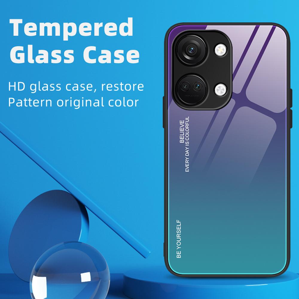 For OnePlus Nord 3 5G/Ace 2V Gradient Tempered Glass Back Shell PC+TPU Shock Protective Phone Case