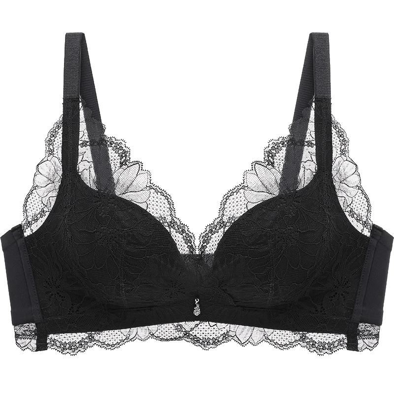 Oudifen Women's Wireless Push-Up Lace Antibacterial Bra (XB1533/XB1521)