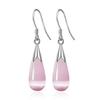 Silver-Plated Cat's Eye Teardrop Earrings, Korean Style Natural Crystal High-End Jewelry