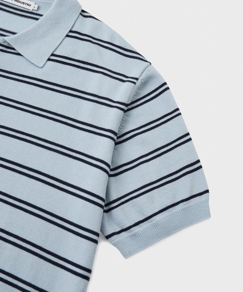 Beulaendideu Hard Twist Easy Polo Knit [Sky Blue Stripe]