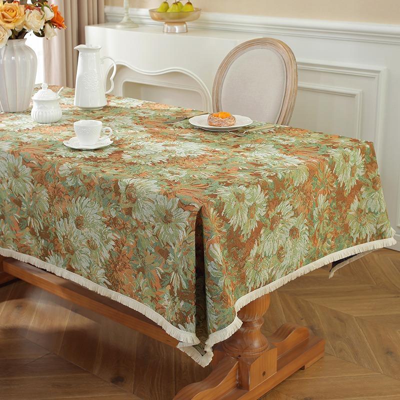 Bohemian Geometric Pattern Tablecloth Cotton Linen Rectangular Dining Table Cover Tea Table Runner