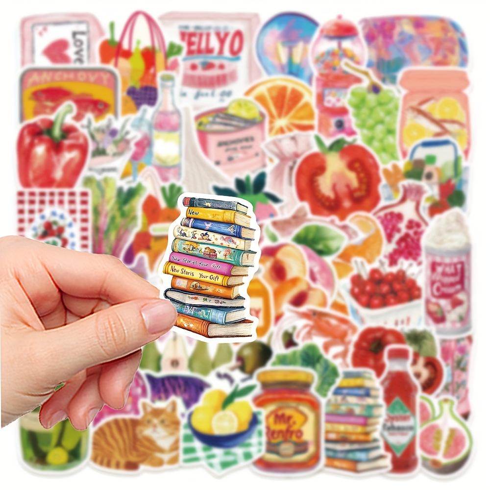 50pcs Cute Cartoon Retro Aesthetic Food Stickers Decals Laptop Phone Fridge Suitcase DIY Crafts Decoration Stickers Scrapbooking