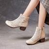 Soft-soled Short Boots Breathable Hole Mother High-top Sandals New Hollow Leather Thick High-heeled Cool Boots