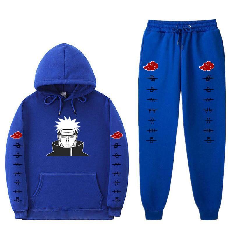 Pánská mikina s kapucí a fleecovou podšívkou Naruto Akatsuki Pain Tendo, ležérní sada oblečení s dlouhým rukávem