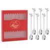 6PCS/Set Stainless Steel Leaf Shape Silver Dessert Spoons for Coffee Ice Cream Cake Teaspoon Set