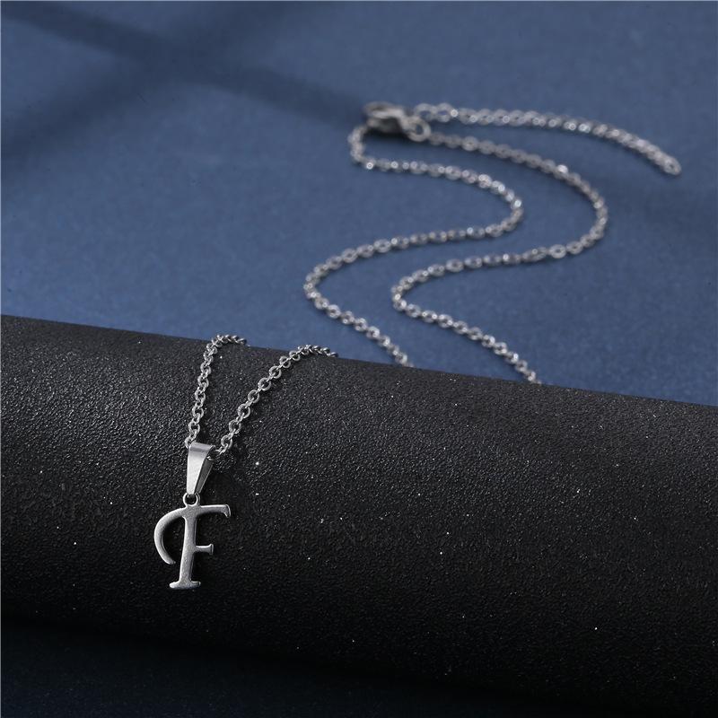 Fashion Initial Letter Pendant Necklace for Women Simple Stainless Steel Letter Glossy Clavicle Chain Choker Necklaces Jewelry