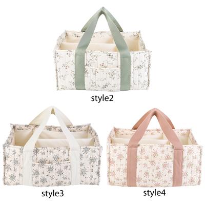 Windeltasche mit Griff Stilvoller Windelkorb mit Blumenmuster und herausnehmbarer Trennwand Geschenkkorb für Babyparty für Junge und Mädchen