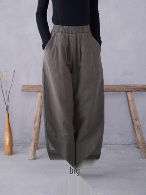 Damen High Waist Schlankmachende Baumwoll-Leinen Warme Hose