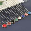 15mm Double-sided Titanium Steel Four-leaf Clover Necklace Female Simple Titanium Steel Collarbone Chain Necklace Net Red Jewelry