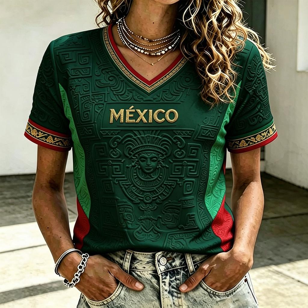Women's Fashion Casual V-Neck Soccer Top for Everyday Wear