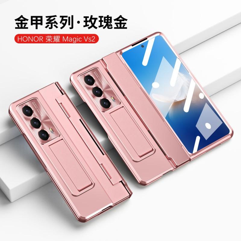 Premium Full Coverage PC Case Honor Magic V2 Foldable Phone Electroplated Anti-Fingerprint Shockproof Cover