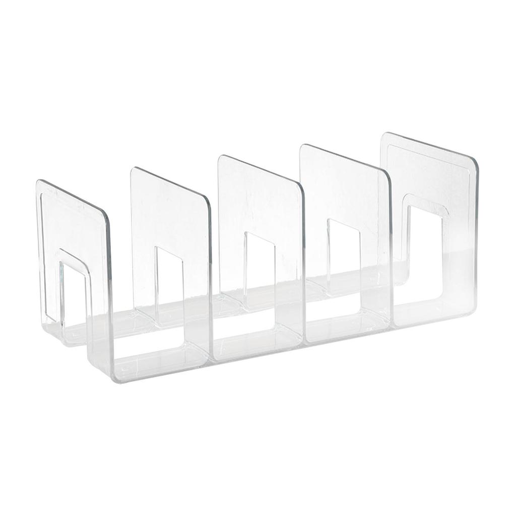 Book Stand Four Section Sturdy Acrylic Bookends Handbag Divider Shelf for Table Study Room Bookcase Cookbooks Photo Albums