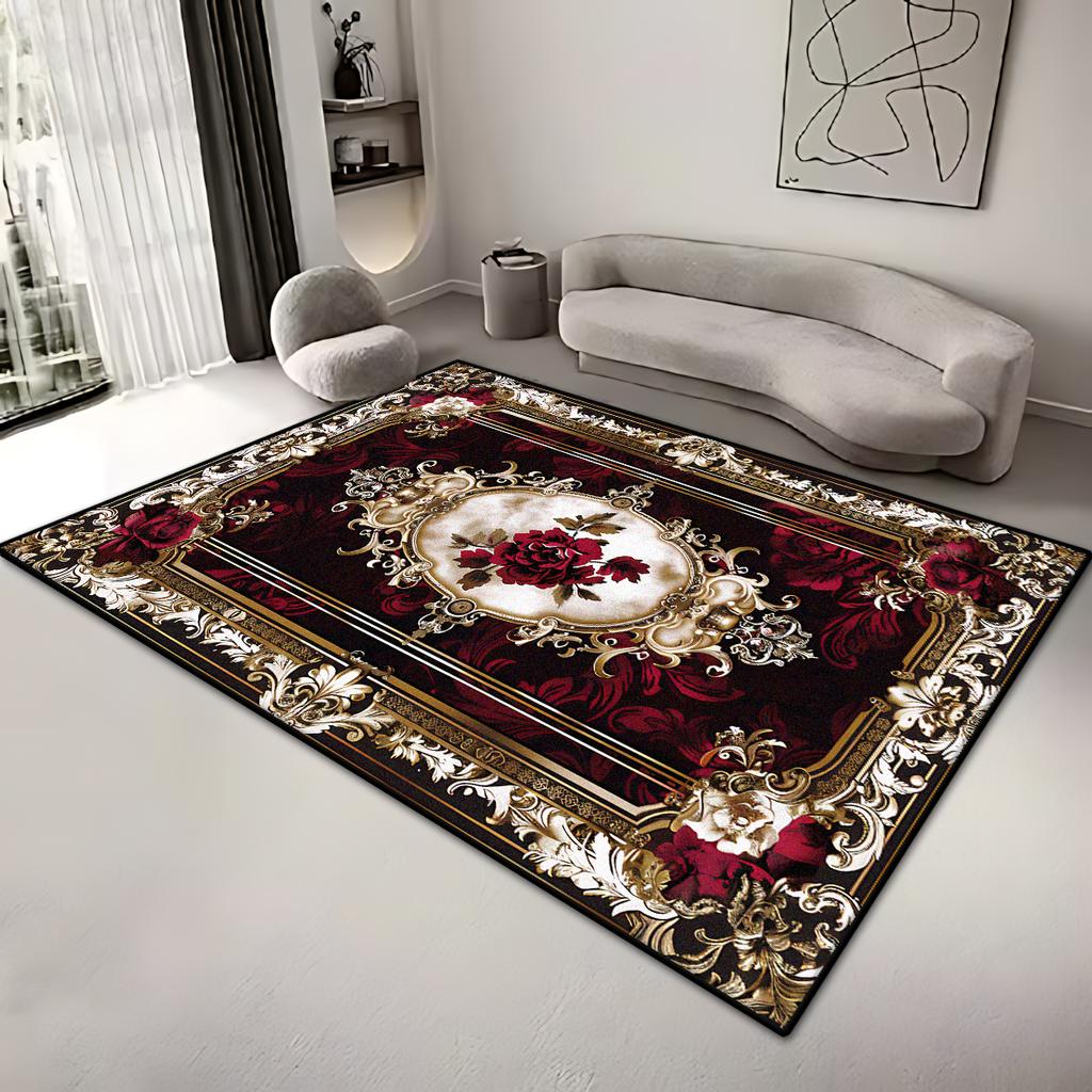 European Style Large Living Room Carpet Decoration Home Retro Flower Rug Washable Parlor Coffee Tables Mat Non-slip Room Tapis