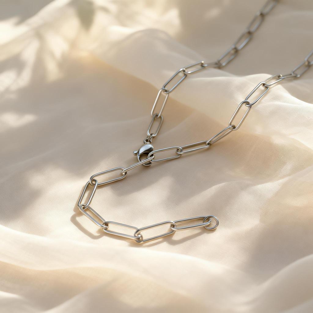 Gold Plated Paperclip Chain Necklace for Women, Adjustable Stainless Steel Square Link Waterproof Non Tarnish Long Necklace
