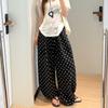 Women’s Dot Pants Loose Casual Summer Spring Trousers Lightweight Wide Leg Pants Korean Full Pants Trousers