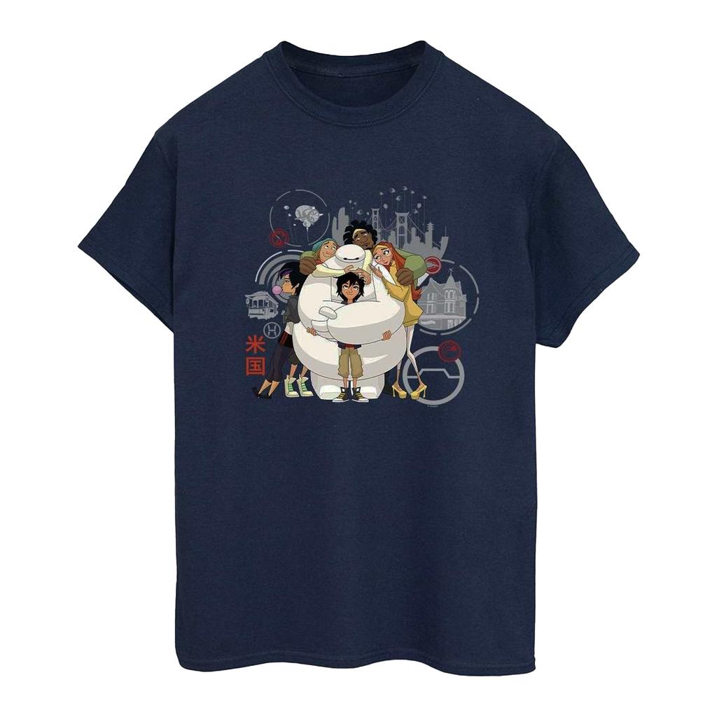 Disney Damen/Damen Big Hero 6 Baymax Group Hug Boyfriend-T-Shirt aus Baumwolle