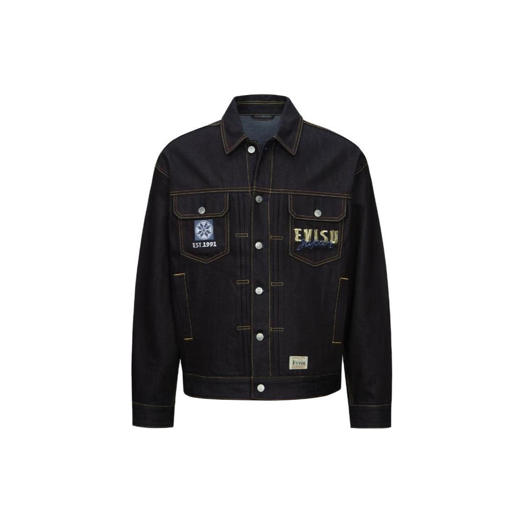 Evisu Logo Print Long Sleeve Denim Jacket Men Jackets 2EAHTM3DJ1007LFCT