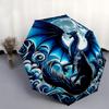 1pc Dragon and Wolf in a Mystical Night Sky Automatic Opening and Closing Umbrella, Lightweight 3-Fold, With Cute Cartoon Characters, Suitable fo
