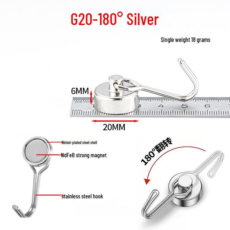 Rust-Proof Rotating Neodymium Magnetic Hook for Refrigerators