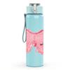 1PC Soft Pink Fabric Bow Ribbon Print 750ml Color Plastic Sports Water Bottle Leakproof Flip Straw Lid Suitable for Sports Office Home Use