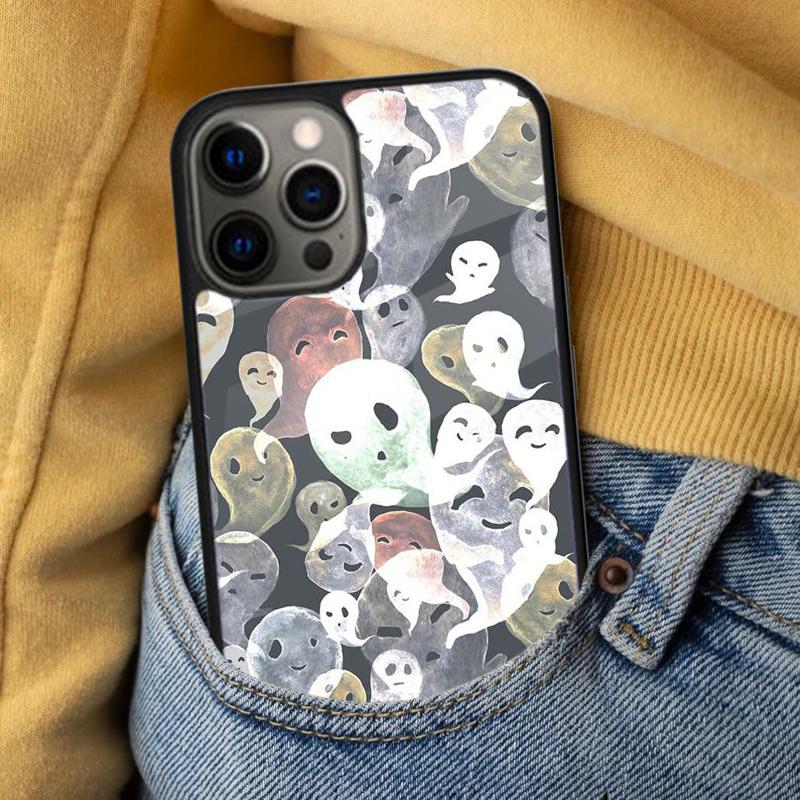 Ghost Cute Horror Soft Phone Case for iPhone 17 Air 16e Pro Max 15 Pro 13 14 Plus 11 12 MagSafe Magnetic Coque