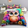 Owl Flower 3D Cartoon Print Bedding Cover Pillowcase Fantastic Colorful Style Comfortable Polyester Duvet Cover With Pillowcase