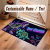 Dinosaur Theme Soft Crystal Velvet Rug Custom Name & Text Print Non Slip Floor Rug for Bedroom Living Room