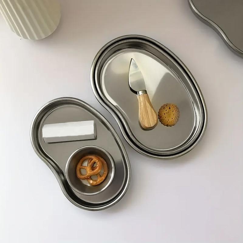 1PC Stainless Steel Tray Multi Functional Jewelry Storage Tray Cosmetic Tattoo Accesory Elbow Tray Irregular Design SML