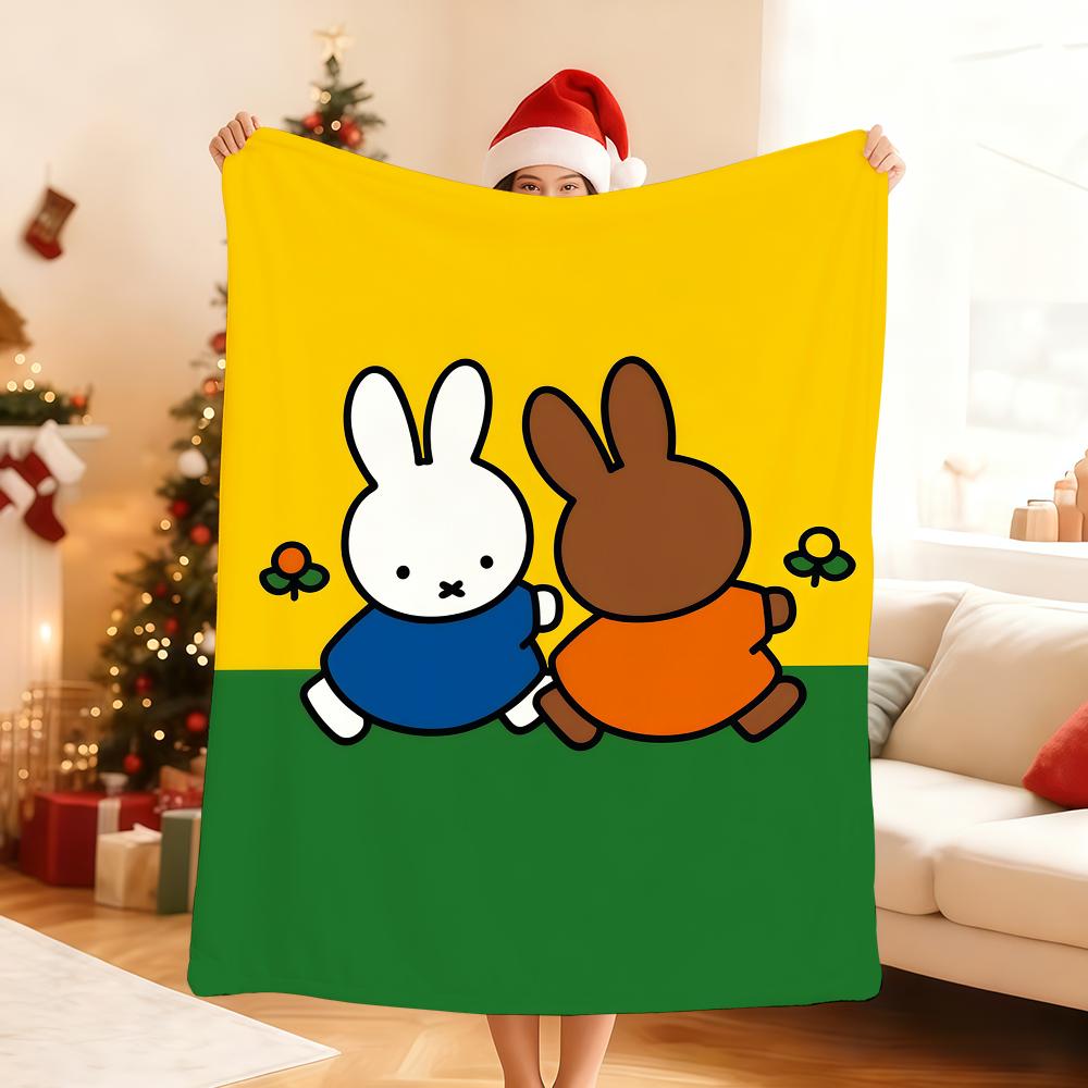 Kawaii M-Miffy and Her Friends Blanket Soft Throw Blanket for Home Bedroom Bed Sofa Picnic Travel Office Rest Cover Blanket Gift