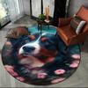 Cute Dog Samoye,Chihuahua,Koki Pomeranian Cartoon Round Carpet Rug for Living Room Bedroom Decor,kids Pet Area Rug Non Slip Mat