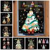 Cartoon Shopwindow Decals Santa Clause Reindeer Xmas Tree Sticker  Festival