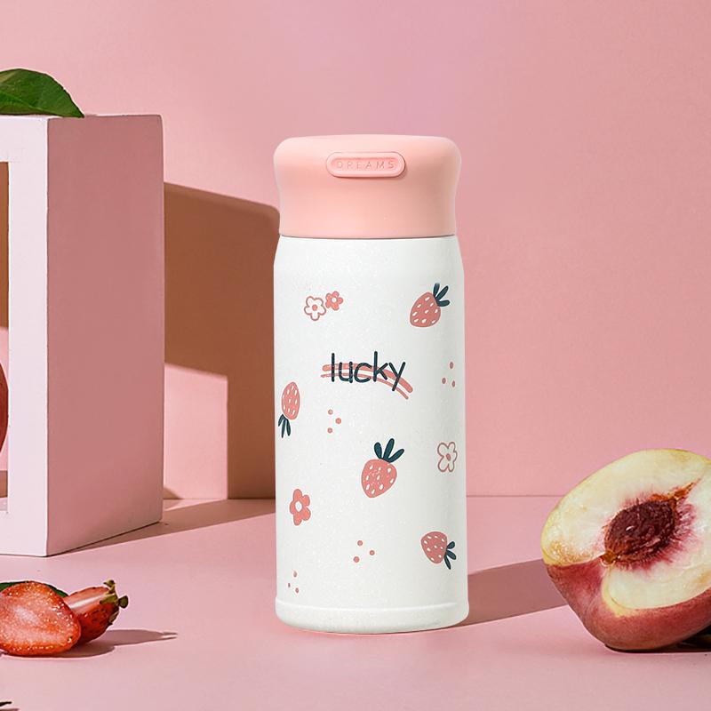 

Клубника милый термос для девочек и детей бутылка для воды портативная ручка 304 нержавеющая сталь стакан с вакуумной изоляцией кофейная чашка для путешествий 300ml