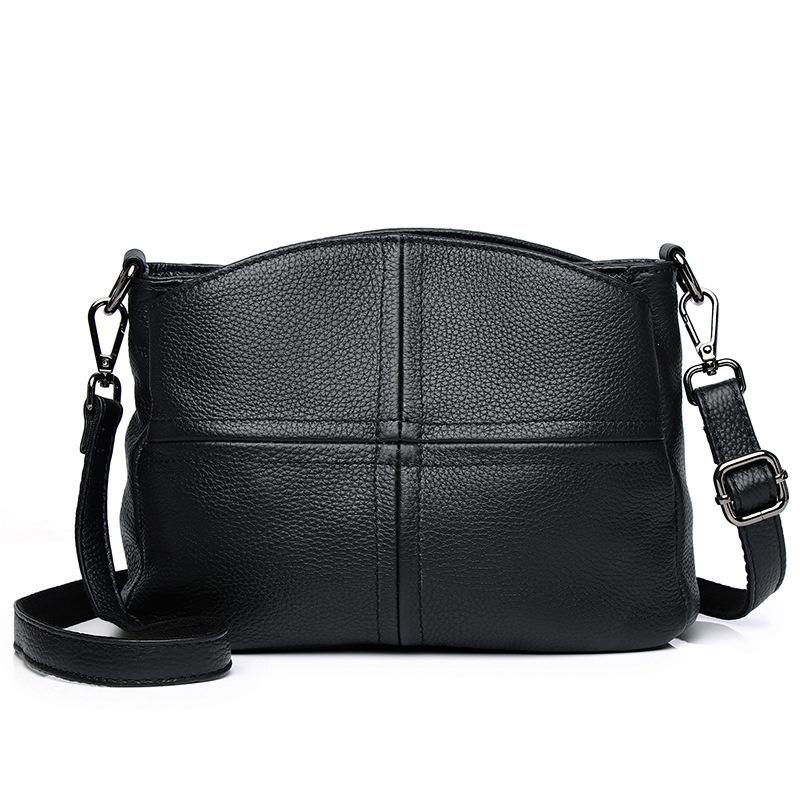Bag Women'S Bag First Layer Cowhide Splicing Soft Leather Shell Bag One Shoulder Crossbody Handheld Mom Leather Underarm Bag