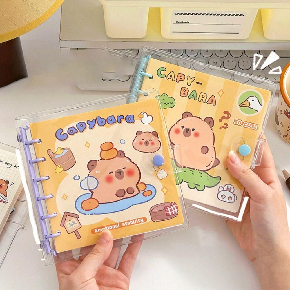 

Cute Capybara Notebook Cartoon Memo Pad Mini Loose-leaf Binder Daily Notes Kids