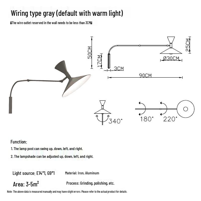 Nordic Nemo Italian Design Minimalist Swingable Rotating Wall Lamp with Speaker for Bedroom and Living Room.